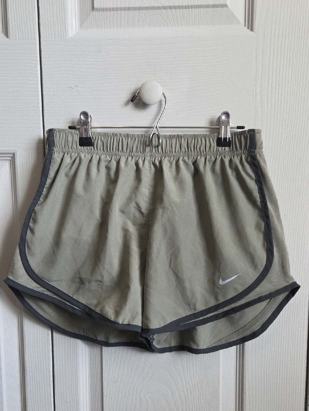 Nike Women’s Olive Green Athletic Running Shorts with Dark Trim
